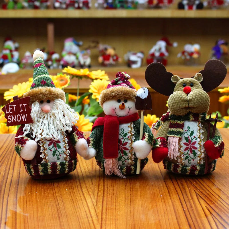Red, green, and white flannel Christmas snowman decoration measuring 18cm by 13cm