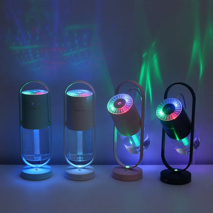 Compact desktop humidifier with starry projection feature, designed to improve air moisture and create a relaxing ambiance.