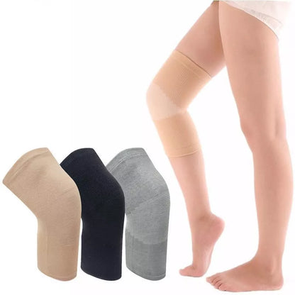 Compression knee support sleeves for joint pain and arthritis relief in black, skin, and gray