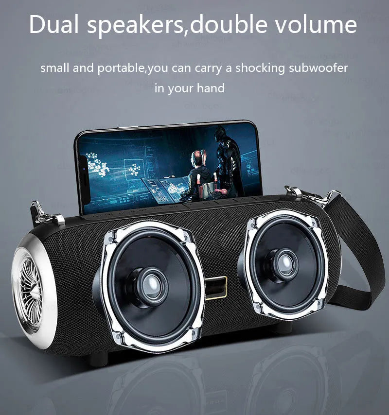 Mini Bluetooth Speaker portable outdoor small audio FM mobile phone stand fabric square dance TWS 4000mAh battery retractable antenna 230mm width hands-free calling