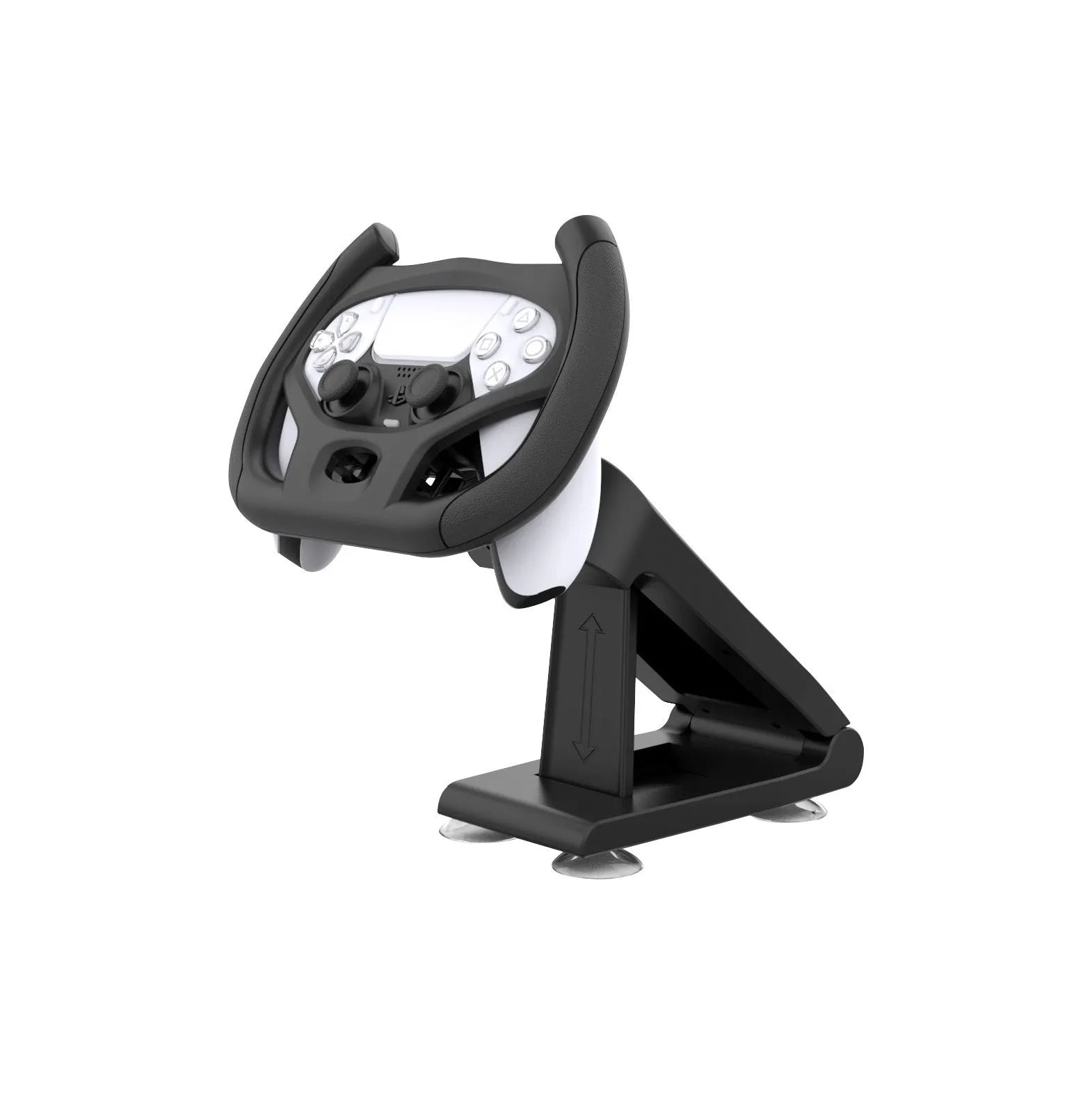 Black ABS gamepad steering wheel bracket with suction cup for mounting mobile devices during gaming