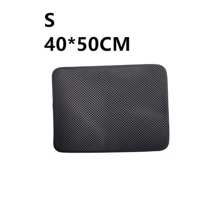 Versatile cat litter mat in different sizes and colors, featuring a dual-layer design to trap litter and protect floors