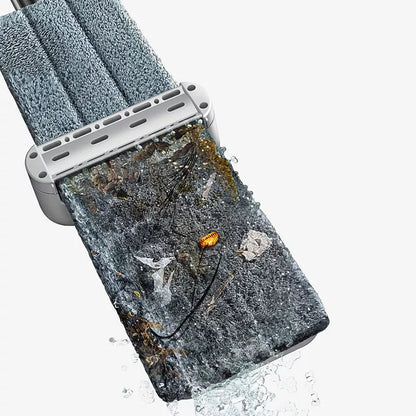 Microfiber replacement floor mop with magic squeeze and hands-free washing feature