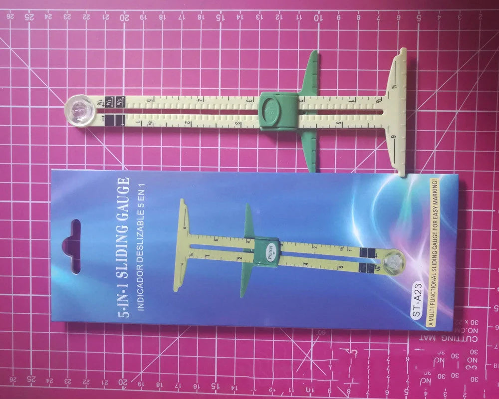Versatile patchwork ruler with measurement markings, used for sewing, quilting, and crafting projects