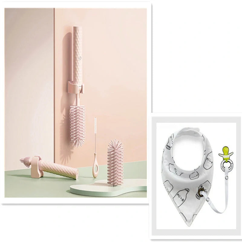 Electric Silicone Bottle Brush Set with rotating brush head for baby bottles