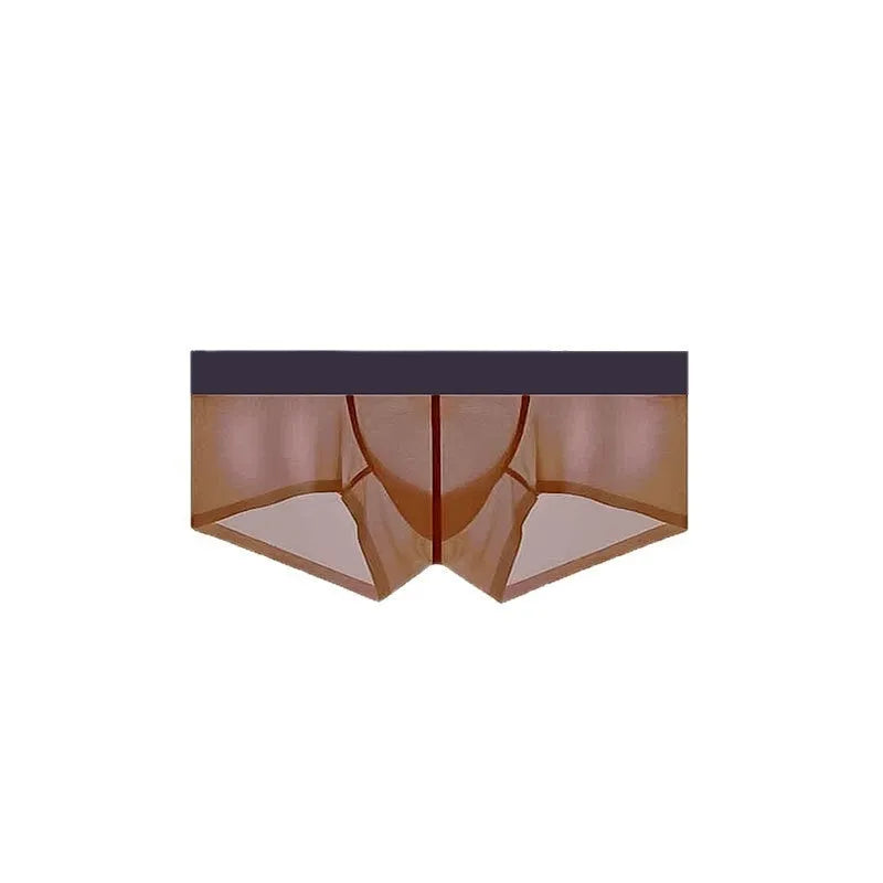 Men's seamless low-waist underwear in nylon fabric, shown in a neutral colour on a plain background.