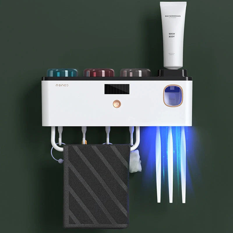 Multifunctional UV Germicidal Toothbrush Rack with magnetic cup and USB power