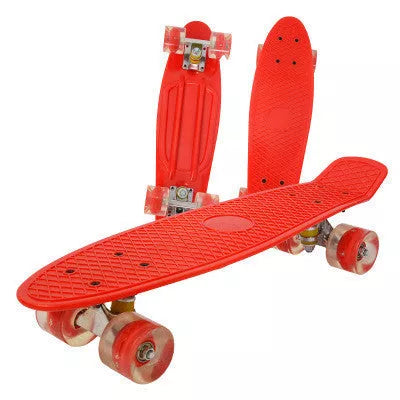 Fashion Creative Personality Four-wheel Skateboard in blue with flashing wheels