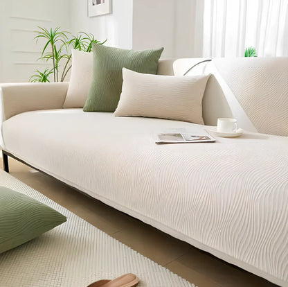 Four Seasons anti-slip sofa cover in chenille fabric with non-slip backing for leather protection