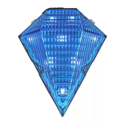 USB rechargeable bicycle tail light with laser safety feature in red and blue