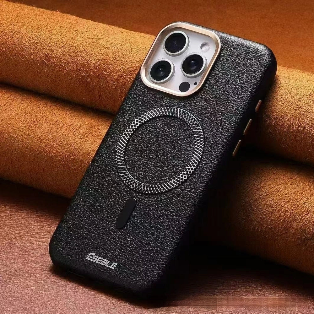 Triangle shield magnetic suction phone case in black with shockproof protection for iPhone