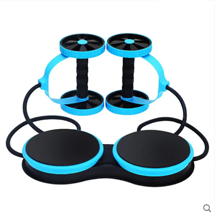 Ergonomic fitness roller with spongy wheels and anti-slip surface for full-body toning exercises at home