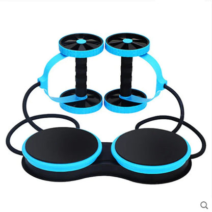 Ergonomic fitness roller with spongy wheels and anti-slip surface for full-body toning exercises at home