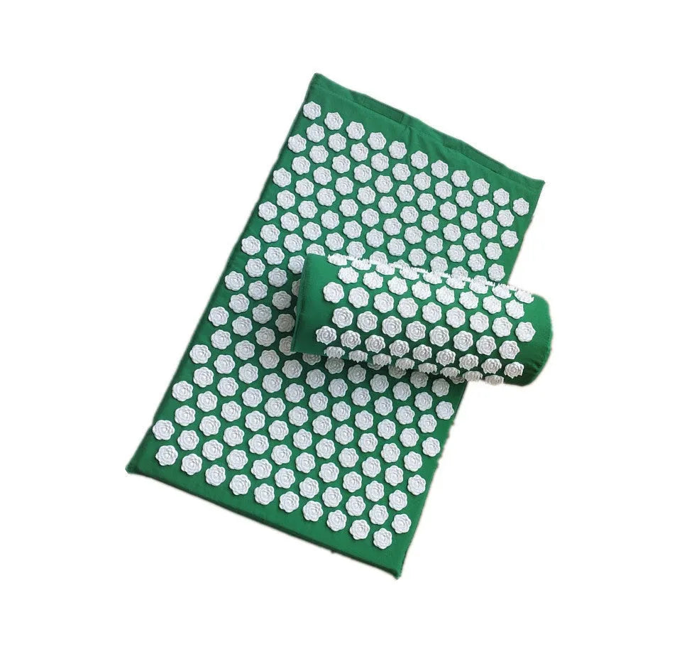 Lotus-shaped acupressure mat and pillow set in blue colour for massage therapy