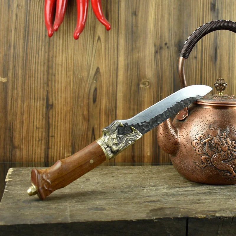 Hand forged lightweight slicing knife with rosewood handle and sharp 5Cr15Mov blade