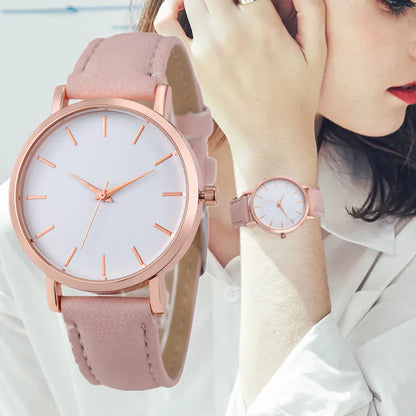 Women's square quartz watch with alloy case and PU leather strap in multiple colour options