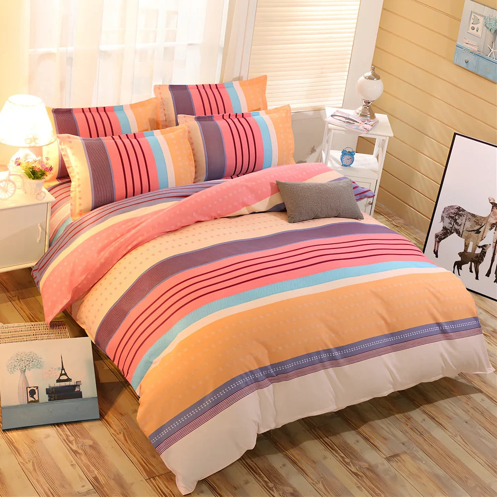 Cashmere cotton bedding set with reactive printed floral pattern in twill weave construction