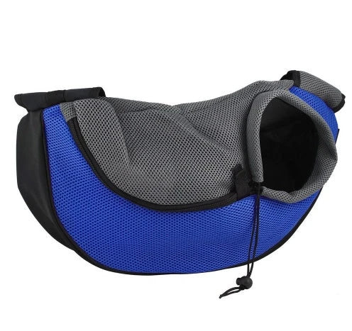 A soft, mesh pet carrier sling bag with a padded shoulder strap for hands-free carrying of your dog or cat during outdoor adventures.