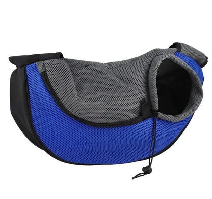 A soft, mesh pet carrier sling bag with a padded shoulder strap for hands-free carrying of your dog or cat during outdoor adventures.