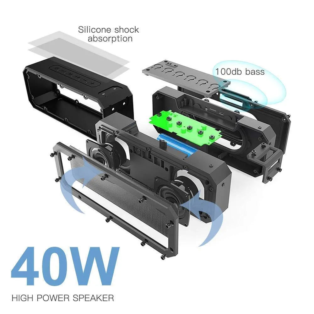 X3 PRO 40W waterproof Bluetooth speaker with climbing rope handle in black or blue colour