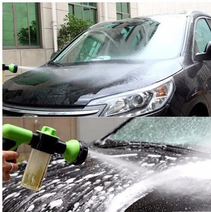 Green high-pressure foam spray gun with adjustable nozzle for car and household cleaning