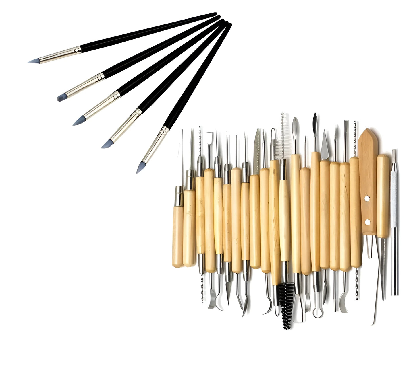 27-piece pottery clay tool set with rolling tool in OPP bag for sculpting and DIY crafts
