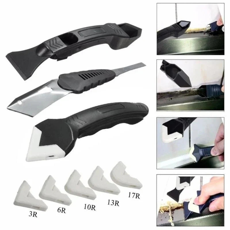 3 in 1 silicone removal and caulking tool kit with 8 pieces for professional sealing tasks
