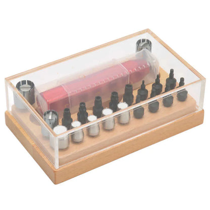 20-piece steel watch repair tool set with barrel-opening tools for clock maintenance