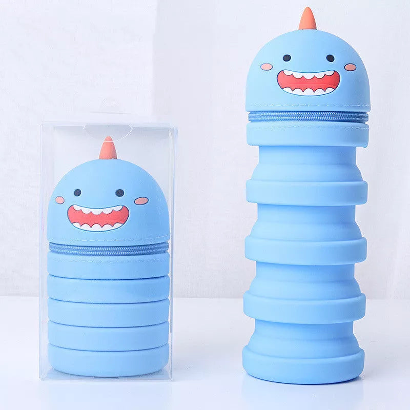 Retractable silicone pen holder in five colors, waterproof and holds 30 pencils