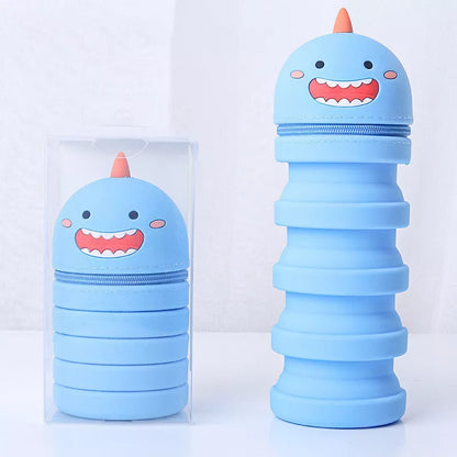 Retractable silicone pen holder in five colors, waterproof and holds 30 pencils