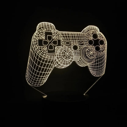 Gamepad-shaped 3D night light with colourful LED illumination and remote control