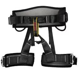 Adjustable outdoor climbing belt in black, red, green, blue, and orange for safety and comfort