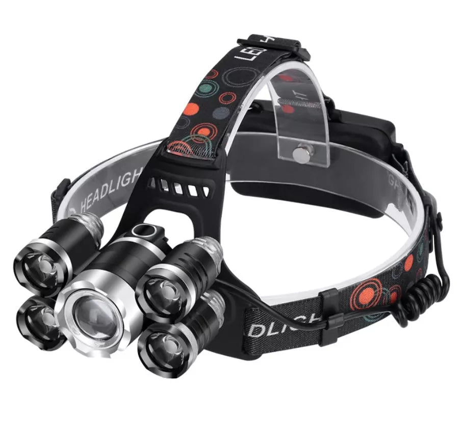 High-power five-head aircraft light with gold, red, and silver options