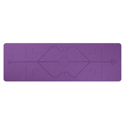 Premium non-slip yoga mat with printed alignment lines for improved form and stability during yoga practice