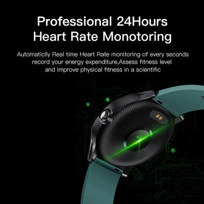 Square green waterproof smartwatch with heart rate monitor on a wrist.