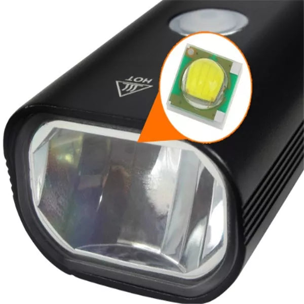 Black bicycle light with over-discharge protection for night cycling safety