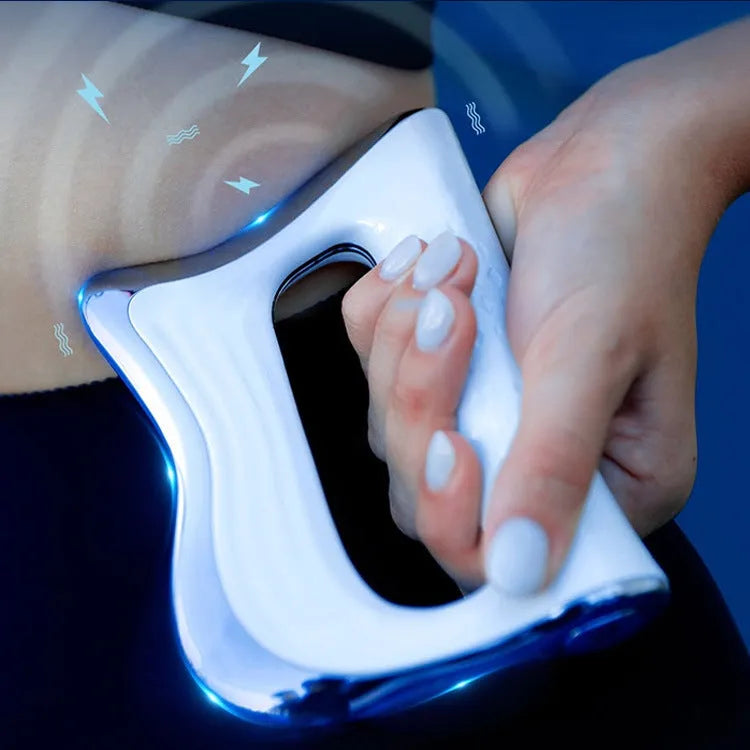 Natural resin rectangular muscle scraping massager held in hand