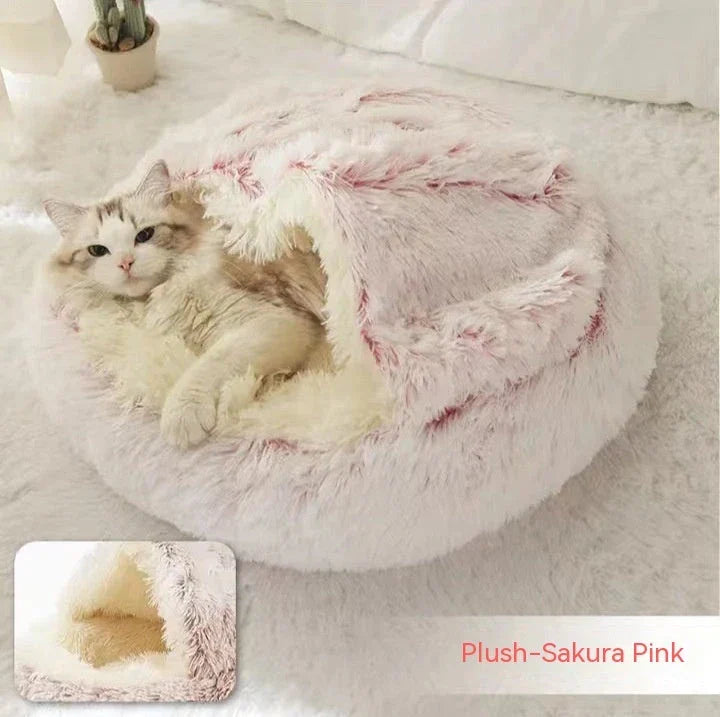 Cozy pet bed with plush and warm fabric for cats and dogs