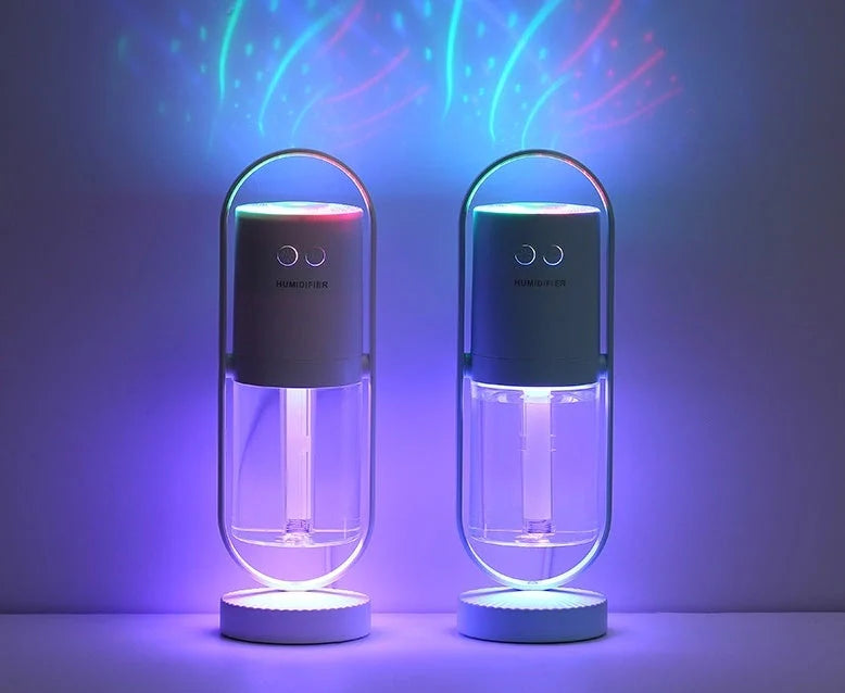 USB Air Humidifier with colorful night light projection for home and car use