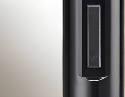 Black electric wine bottle opener with automatic cork removal and integrated foil cutter