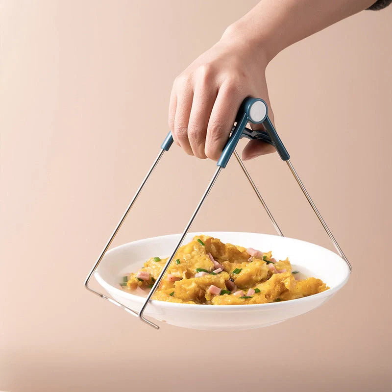 6-piece silicone handle anti-scalding set for hot dishes and bowls in dark blue and light pink