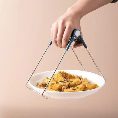 6-piece silicone handle anti-scalding set for hot dishes and bowls in dark blue and light pink