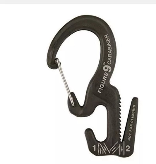 Small aluminum rope tightening mechanism with carabiner clip for outdoor adventures