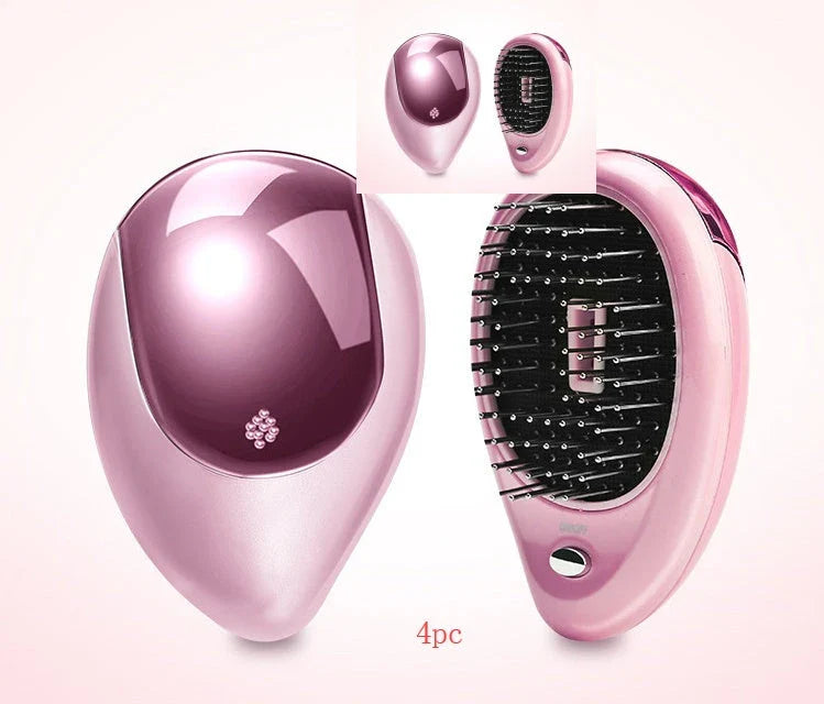 Portable vibrating hair massage comb with ionic technology for on-the-go hair rejuvenation and styling