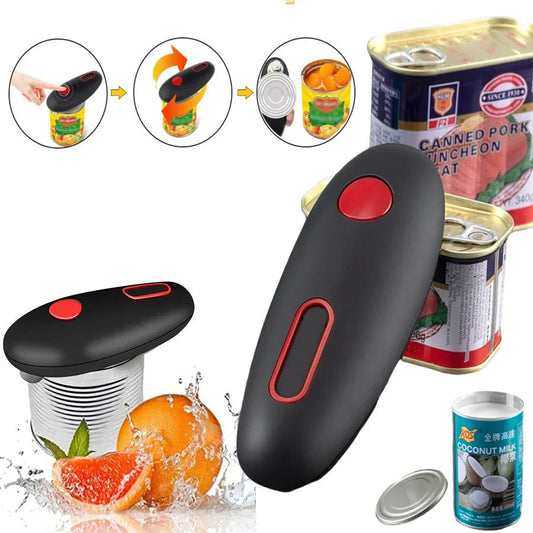 Convenient electric can opener with modern, compact design for effortless, hands-free can opening