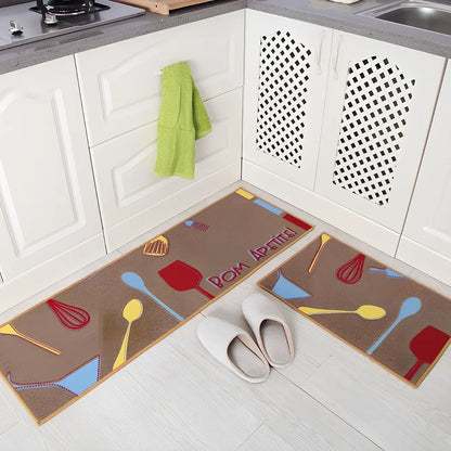 Kitchen non-slip mat with 10mm thickness showing textured surface and water-absorbent sponge lining