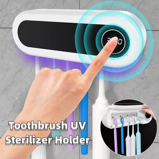 Smart Toothbrush UV Sterilizer with toothpaste dispenser in Ivory White