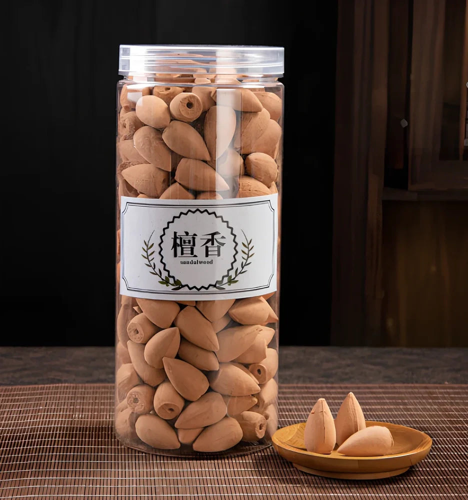 Handmade black glaze ceramic backflow incense burner tower, 10cm high with smoke waterfall effect