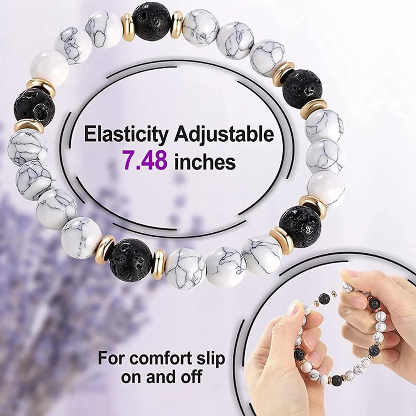 Handcrafted natural stone bracelet with alloy volcano white turquoise charm in a simple design.