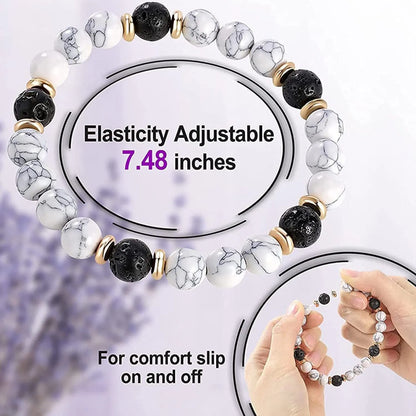 Handcrafted natural stone bracelet with alloy volcano white turquoise charm in a simple design.